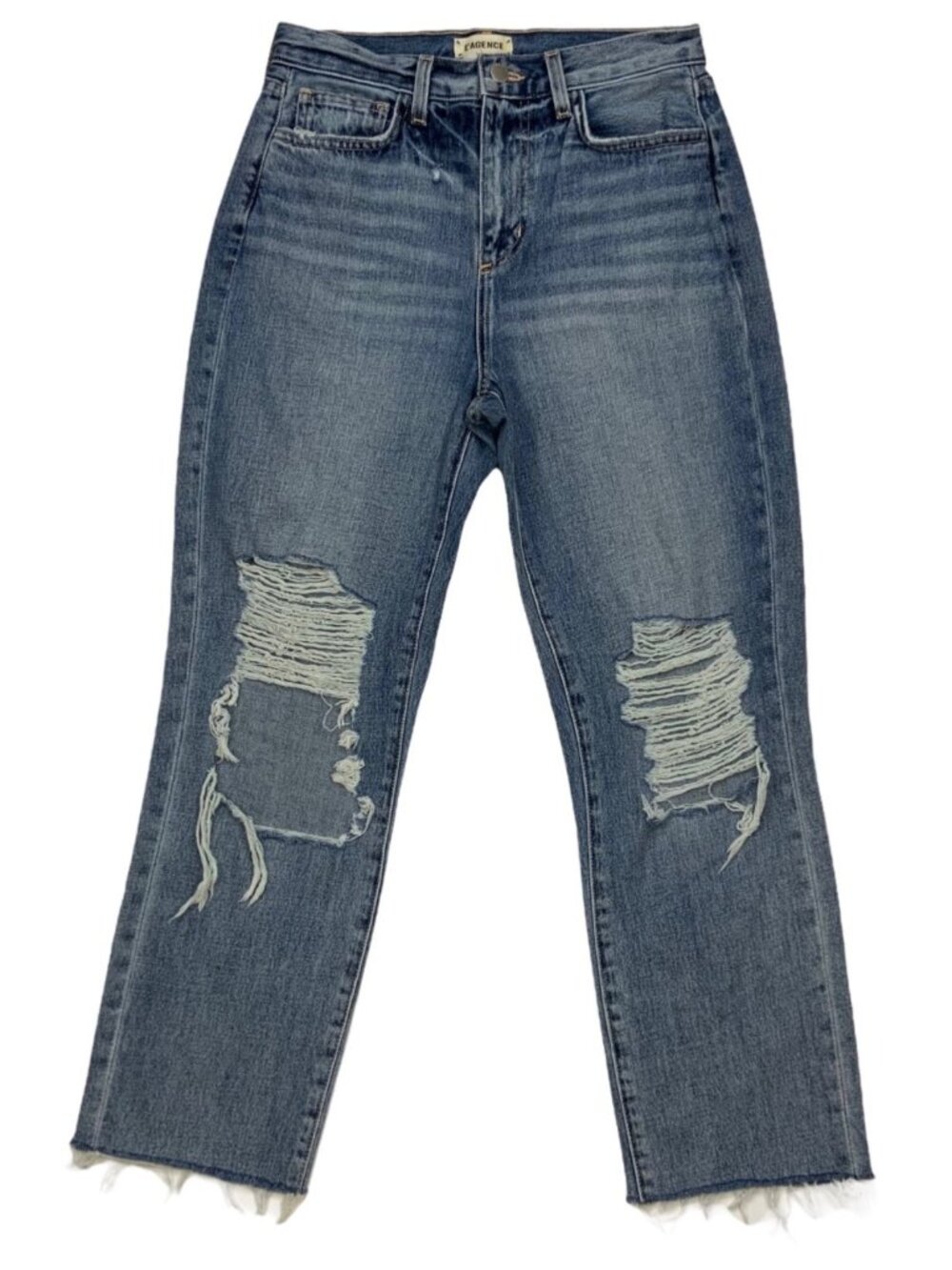 L'AGENCE Adele High Rise Crop Stovepipe Jean 25 Fallbrook Distressed Straight Le